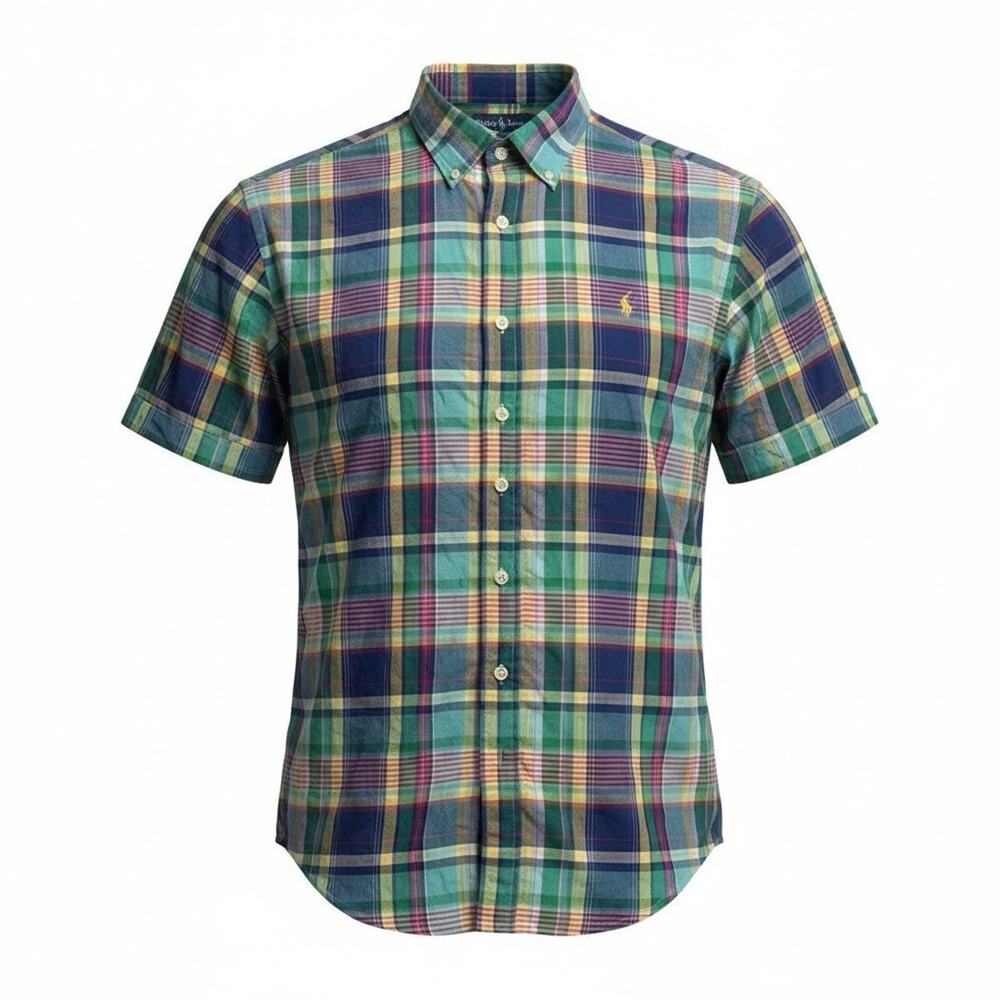 Polo Ralph Lauren Shirt Mens Size Large Madras Plaid Short Sleeve